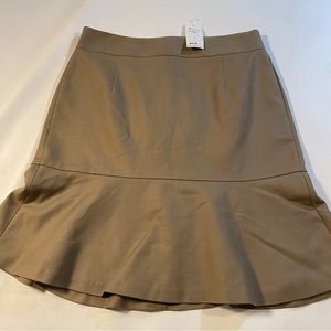 NWT Banana Republic Size 4 Tan Peplum A-Line Knee Skirt W Magenta Satin Lining